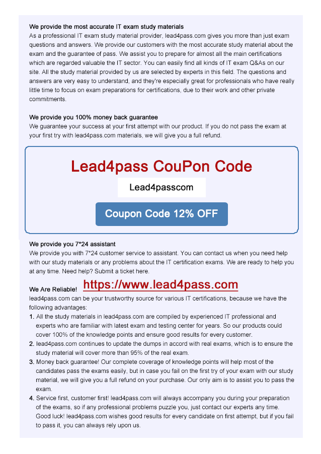 lead4pass 1Z0-062 coupon